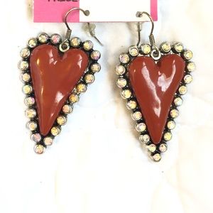 Heart Rhinestone Art Earrings